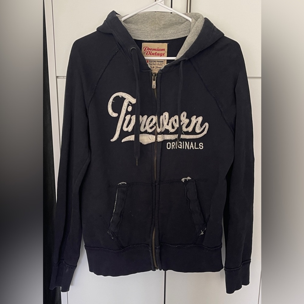 Jack & Jones Premium Vintage Men’s Hoodie Small S Black Distressed